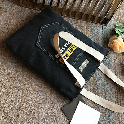

Tailored Fashion Women Canvas Bag Handbag Shopping Bag Shoulder Bag Folding Bag Black