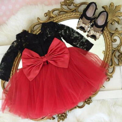 

USA Toddler Baby Girls Lace Princess Tulle Party Pageant Bowknote Dress Clothes
