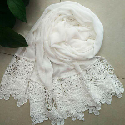 

Womens Muslim Headwear Lace Long Scarf Hijab Wrap Islamic Shawls Arab Scarves