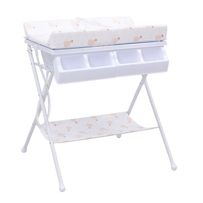 

Infant Baby Bath Diaper Storage Changing Table w Tube-White