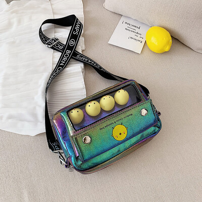 

Ins girls on the new chick fashion girl bag 2019 new bag personality broadband cartoon slanted small bag tide