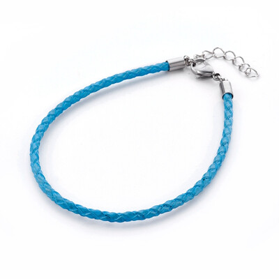 

Braided Leather Cord Bracelet Making with 304 Stainless Steel Lobster Claw Clasps&Extension Chain Stainless Steel Color Dee