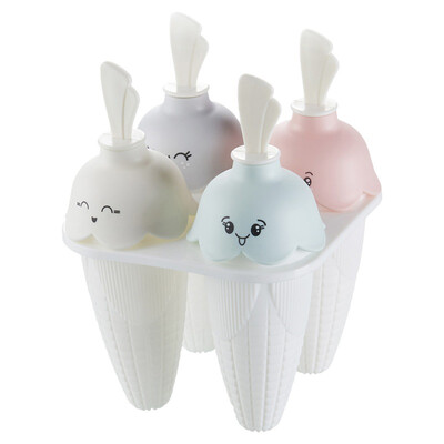 

Homemade Creative 4 Holes Cartoon Corn Ice Mold Popsicle Bar Ice Lolly Moulds Freezer Ice Cream Bar Molds Maker