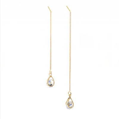 

Womens Water Drop Cubic Zircon Ear Drop Line Long Earrings Fashion Jewellery