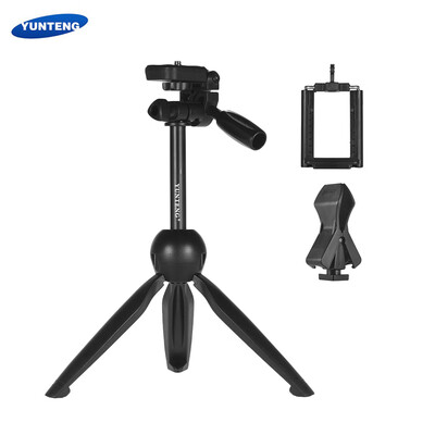

YUNTENG VCT-2280 Multi-function Mini Tabletop Tripod Live Streaming Tripod Microphone Holder with 14 Inch Screw for DSLR ILDC Cam