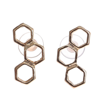 

Honeycomb Bee Hive Beehive Stud Earrings Geometric Minimalist Design New
