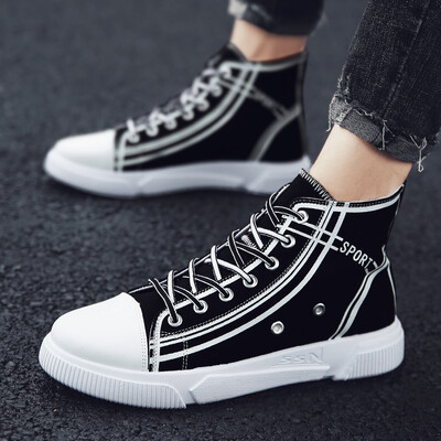 

New hand-painted comic shoes summer breathable high-top canvas sneakers tremble trendy shoes