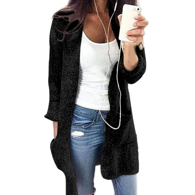 

Autumn Winter Womens Knit Sweater Cardigan Coats Casual Loose Pocket Outwear