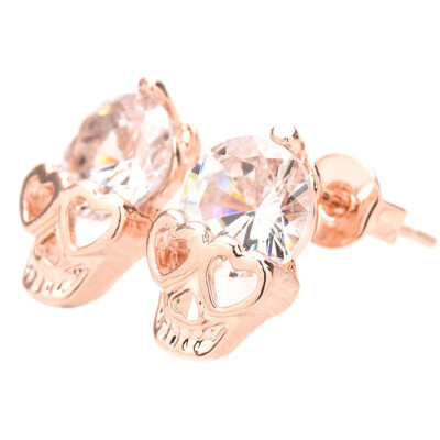 

2019 New fashion New Fashion Alloy Earrings Rose Gold Allergy Skeleton Earrings New Zircon Earrings