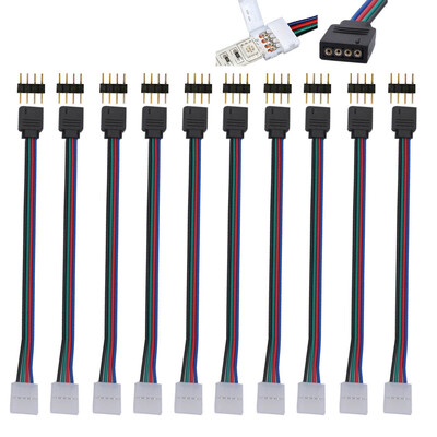 

〖Follure〗10 Pcs 10mm 4 Pin Male Female PCB Connector Cable For RGB 5050 3528 LED Strips