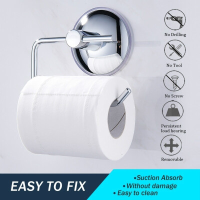 

Stainless Steel Push Suction Cup Tissue Roll Stand Bathroom Wall Paper Hanging Toilet Paper Holder Home Accessory