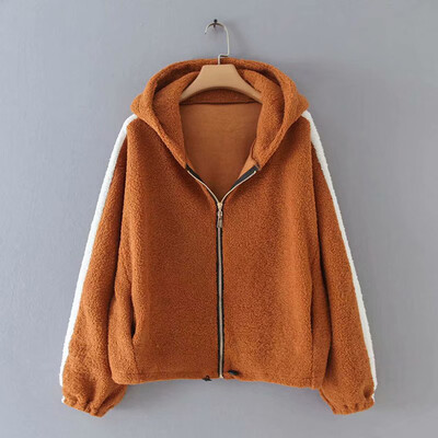 

Tailored Womens Jacket Thick Warm Fashion Coat With Cap Zipper Coat