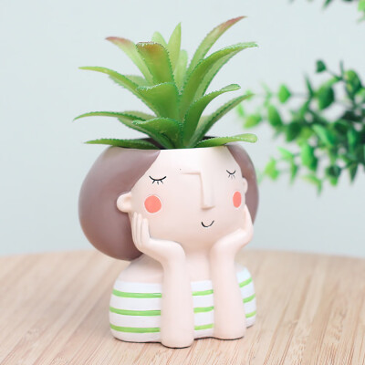 

Gobestart Cute Cartoon Girl Container For Home Garden Office Desktop Decoration