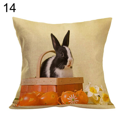 

Easter Rabbit Egg Pillow Case Linen Sofa Waist Throw Cushion Cover Decoration
