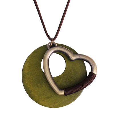 

Fashion Jewelry for women Long necklace woman necklace Wholesale Wooden Heart pendant New vintage Choker