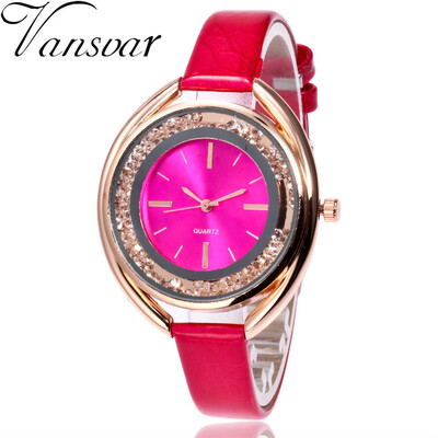 

Vansvar Fashion Leather Strap Women Rhinestone Wrist Watch Casual Women Dress Watches Watched Hot Relogio Feminino 533