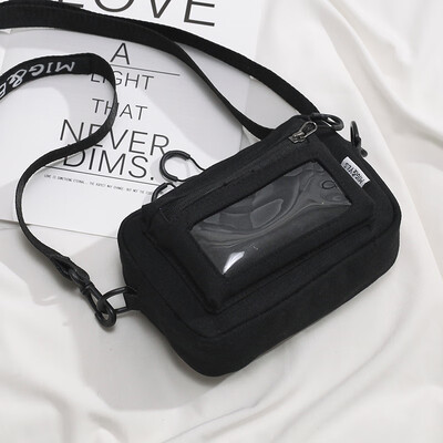 

Ins Korean Japanese canvas bag girl hip-hop girl oblique satchel dirt cool bungee jumping bag single shoulder bag