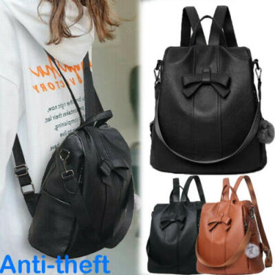

Ladies Rucksack Anti-theft Shoulder Bag Women Bow Pompom Backpack Handbag