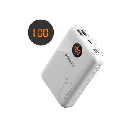 

ROMOSS OM10 10000mAh Power Bank With Double USB Port Cable External Battery Pack Travel Size Portable Charger For Tablet iPhone