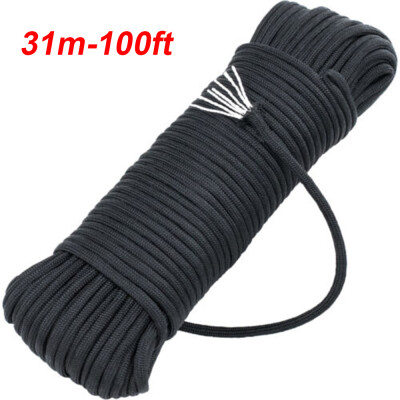 

Black 31Meters Black 7 Strand Parachute Cord Rope Lanyard For Camping Outdoor