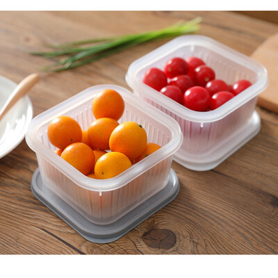 

Toponeto Square Drain Sealed Box Ginger Garlic Onion Food Container Refrigerator Storage