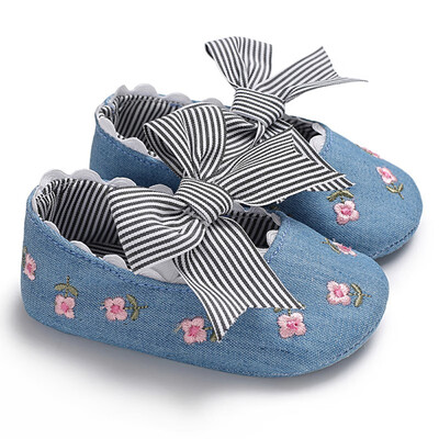 

2018Embroidered princess shoes for toddler baby girls 2018 Spring autumn big bow soft sole High Quality shoes baby girlA