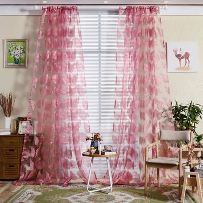 

1 pc Burnout Feather Printed Tulle Curtain Indoor Window Screening Decor Burnout Voile Curtains for Living Room bedroom