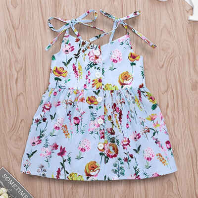 

Toddler Kids Baby Girls Flower Print Princess Sleeveless Dress Sundress Summer