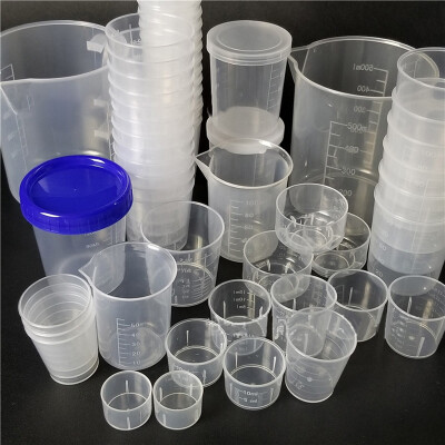 

10Pcs 50ml Medicine Measuring Measure Cups With Lids Cap Clear Container Plastic