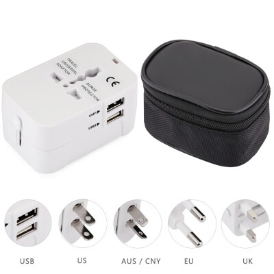 

HHT202 International Power Travel Adapter Dual USB Port Drop Protection Bag