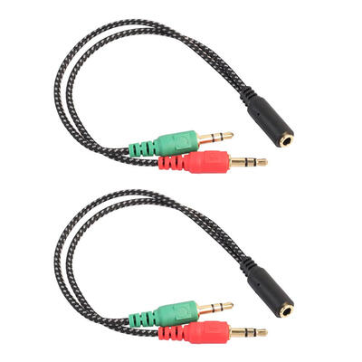 

2 Pcs 35mm Stereo Jack 1 Female to 2 Male Headphone Microphone Audio Cable