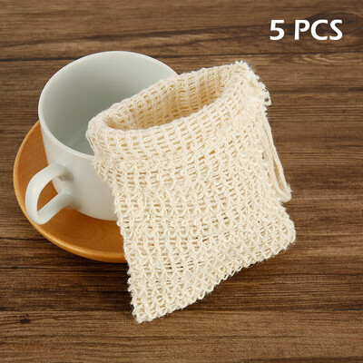 

5pcs Sisal Soap Bag Ideal for Scraps & Save Soaps Natural Fiber Soap Bags for Foaming&Drying The Soap