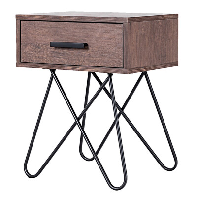 

Nightstand Coffee Table Storage Display with Steel Legs&1 Drawer