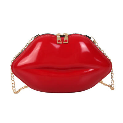 

Lips Women PVC Handbags Chain Messenger Bags Shoulder Evening Party Clutch