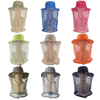 

Outdoor Anti-mosquito Mask Hat with Head Net Mesh Face Protection Fishing Sun Hat Cap