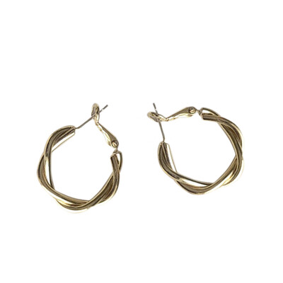 

New Fashion Big Circle Punk Great Wall Pattern Hoop Earrings Twisted Gold Color For Women Party Wholesale Top Quality