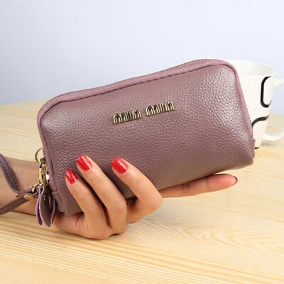 

Has been quality inspection new fashion leather womens clutch bag double zipper Europe&America womens leather coin purse hand bag