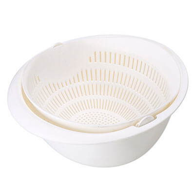 

Gobestart Double Drain Basket Bowl Washing Kitchen Strainer Noodles Vegetables Fruit