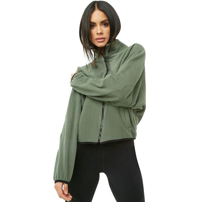 

New Women Loose Warm Hoodies Fleeces Solid Color Zipper High Collar Long Sleeve Sweatshirt