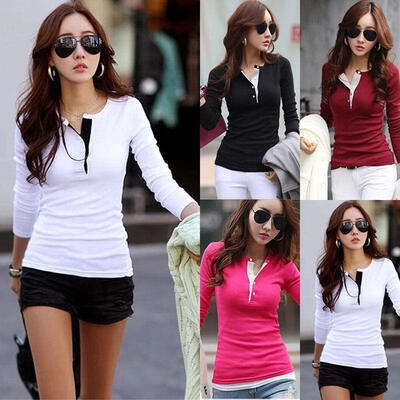 

Korean Fashion Women&39s Slim Chiffon Tops Long Sleeve Shirt Casual Blouse Tee
