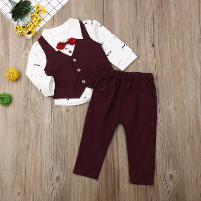 

SUNSIOM Toddler Kid Baby Boy Tuxedo Suit Shirt Waistcoat Pants Formal Outfits Clothes