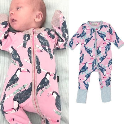 

Newborn Toddler Infant Baby Boys Girls Parrot Printing Clothes Romper Jumpsuit Outfit Set Suit