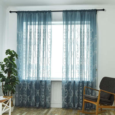 

Solid Retro Pattern Embroidery Translucent Gauze Window Curtain Decorations