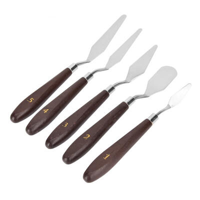 

Greensen 5pcs Stainless Steel Palette Knife Wooden Handle Lightweight Oil Painting Knives