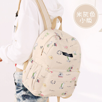 

Canvas bag female junior high school high school Korean Harajuku ulzzang backpack campus small fresh&simple backpack