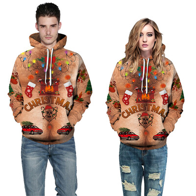 

Gobestart Men Women Winter Christmas Long Sleeve Hooded Coat Pullover Outwear Tops Blouse