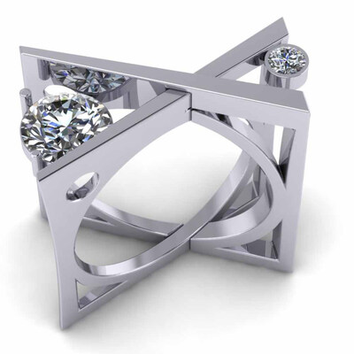 

Geometric Diamond JewelrySterling Silver White Sapphire Diamond Ring