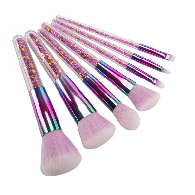 

Purple Crystal 7pcs Makeup Brush Set Diamond Handle With Brushes Powder Eyebrow Lip Makeup Tools