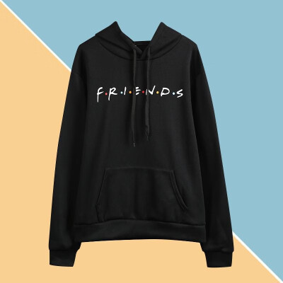 

Fashion Women Hoodie Friends Letter Print Front Pocket Long Sleeve Autumn Winter Hooded Pullover Top