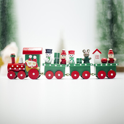 

Christmas Train Painted Wood Decoration Xmas Toys Ornament New Year Gift 196cm